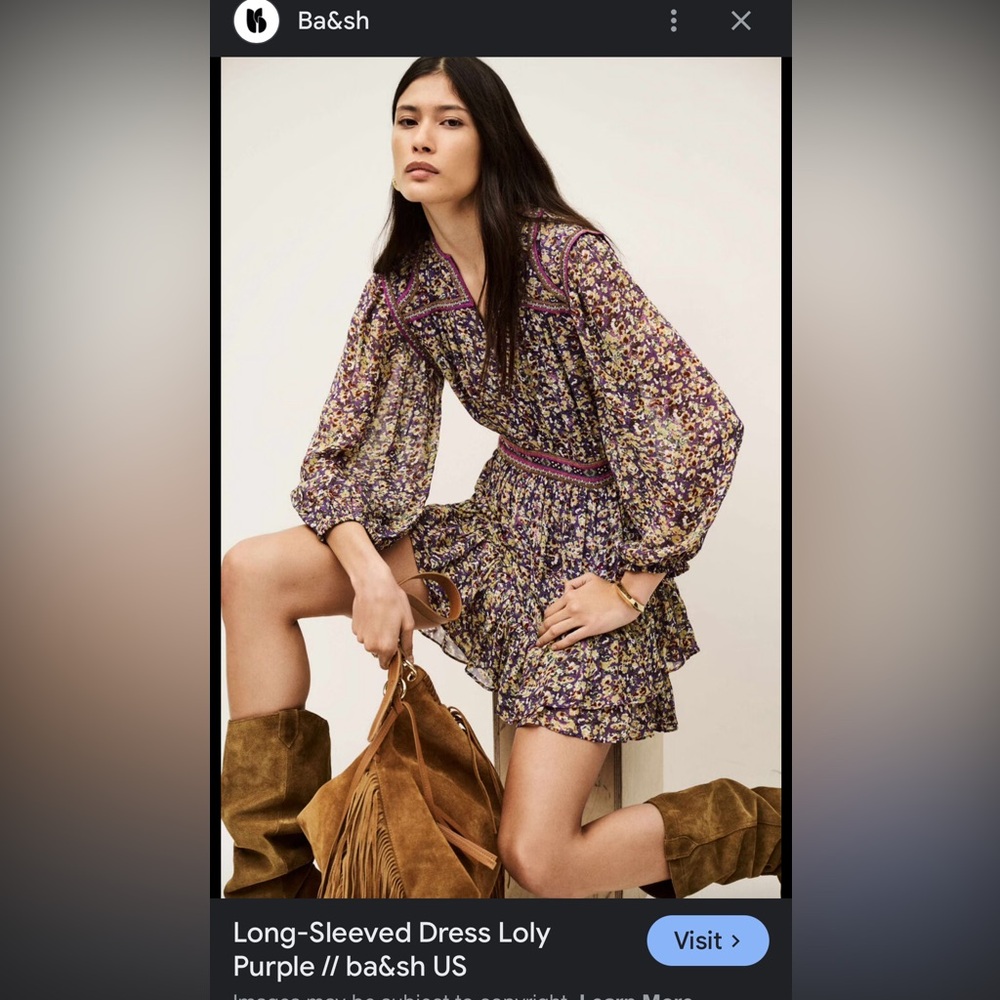 ba&sh Loly Long Sleeve Dress in Purple